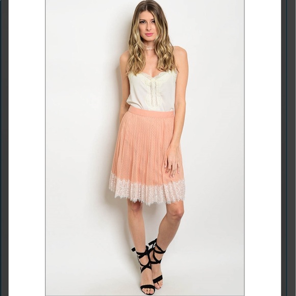 ☕️ Beautiful Blush Lace Skirt🌟 - Picture 3 of 3